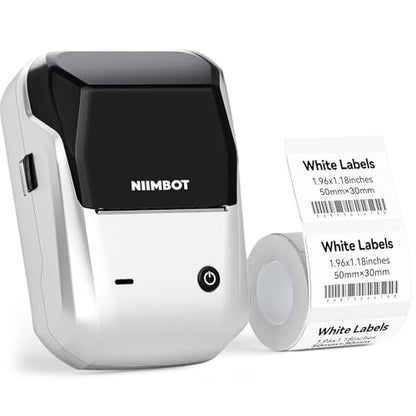 NIIMBOT B1 Label Maker Machine with Tape for Home and School, Silver Gray | 2 Inch Portable Label Printer Bluetooth Thermal Sticker Printer for Small Business Labeling, Compatible with Phones & PC - color: Silver Gray, style: Printer+Tape