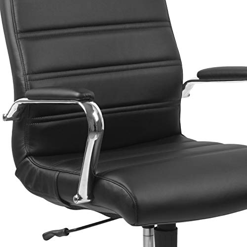 Flash Furniture High Back Office Chair - High Back LeatherSoft Executive Office Swivel Chair with Wheels | 360° Swivel, Height Adjustable, Commercial Grade - color: Black Leathersoft/Chrome Frame