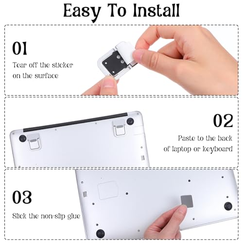 4PCS Portable Keyboard Riser Self Adhesive Laptop Stand Invisible Mini Computer Feet for Desk Computer Keyboard Stand Laptop Holder with Anti Slip Silicone(Sliver) - color: Sliver