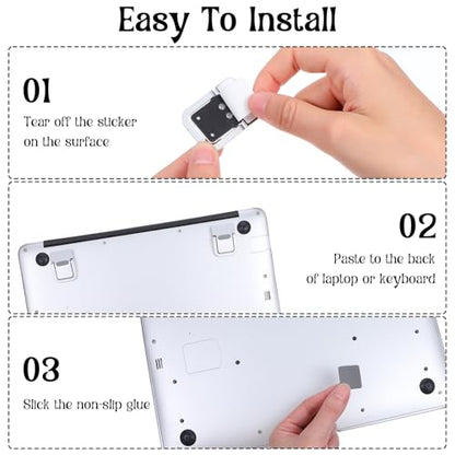 4PCS Portable Keyboard Riser Self Adhesive Laptop Stand Invisible Mini Computer Feet for Desk Computer Keyboard Stand Laptop Holder with Anti Slip Silicone(Sliver) - color: Sliver