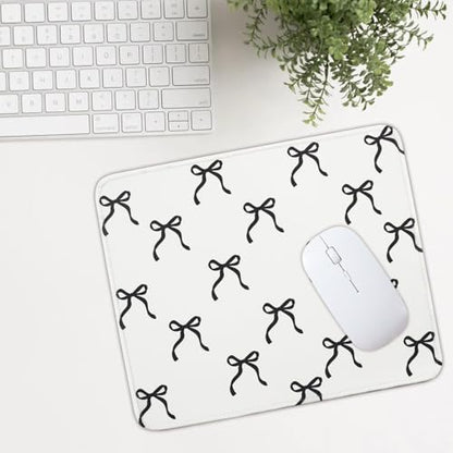 Mouse Pad for Desk with Stitched Edge, Premium Cute Washable Mouse Pads. Computer Mousepad with Non-Slip Rubber Base, Mousepads for Laptop, 9.25x7.75x0.12 inch (Black Bow) - color: Black Bow
