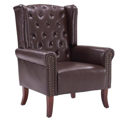 MOJAY PU Leather Accent Chair, Mid-Century Living Room Sofa Chair, Upholstered Arm Chair with Sturdy Wooden Legs, Faux Leather Club Chair for Bedroom Study Home Office Reception (Caramel) - color: Caramel, size: Set of 1