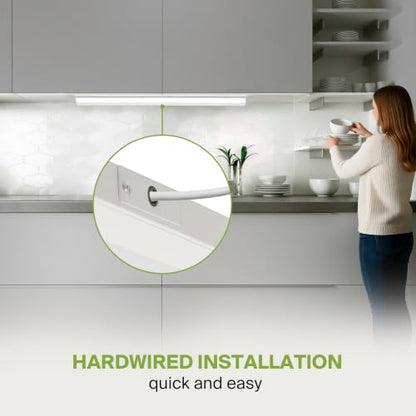ASD LED Under Cabinet Lighting, 48 inch 24W 1758 LM Dimmable Hardwired Under Cabinet Lights for Kitchen, 3000K Soft/4000K Cool/5000K Daylight, Under Counter Light Fixtures, ETL, White, Bullnose Design - color: 48 Inch White, size: 1 Pack