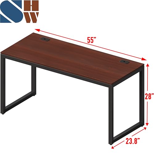 SHW 55-Inch Commercial-Grade Office Computer Desk, Cherry - color: Cherry, size: 55-Inch
