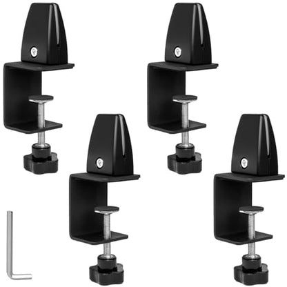 4-Pack Sneeze Guard Clamps for 1/8"" to 1"" Thick Panels, Adjustable Desk Partition Clips, Easy-to-Install Desk Privacy Panel Clips, Ideal for Office and Home Use, Black, 8HY-I0K-JXP340 - color: Black