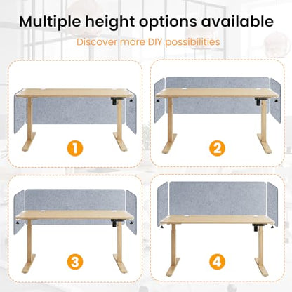 3-Pack Clamp-On Desk Dividers, 24 x 24 and 24 x 48 Inch, Light Gray - color: Light Gray, size: 24×24 (2) + 24×48 (1)