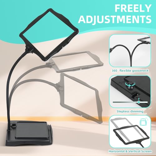 Magnifying Glass with Light and Stand 50 Ultra-Bright LEDs Large Magnifying Lamp with Light Magnifying Glass on Stand Hand-Free with 360° Flexible Gooseneck for Close Work Reading Repair Crafts | Magnifying Lamp with Light Magnifying Glass on Stand Hand-F