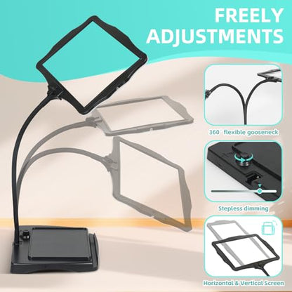 Magnifying Glass with Light and Stand 50 Ultra-Bright LEDs Large Magnifying Lamp with Light Magnifying Glass on Stand Hand-Free with 360° Flexible Gooseneck for Close Work Reading Repair Crafts | Magnifying Lamp with Light Magnifying Glass on Stand Hand-F