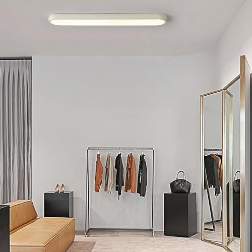 Qcyuui LED Ceiling Light, 39.4 in 48W Dimmable Kitchen Ceiling Light | Linear Flush Mount Light with Remote, 3000K-6500K, Modern Cream Acrylic Fixture for Bedroom, Hallway, Office, Closet - color: Cream/Dimm/48W/39.4IN, size: 39.4in