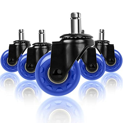 Hirate 2 inch Office Chair Caster Durable PU Wheel Replacement Set of 5 Blue - color: Blue, size: 2 inch