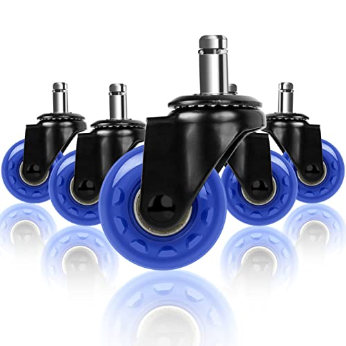 Hirate 2 inch Office Chair Caster Durable PU Wheel Replacement Set of 5 Blue - color: Blue, size: 2 inch