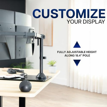 VIVO Black Triple Monitor Mount, Freestanding Triple Monitor Arm Stand for Desk with Glass Base, Heavy Duty Fully Adjustable Stand for 3 Screens up to 32 inches, Black, STAND-V332FG - size: 13" to 32" Screens