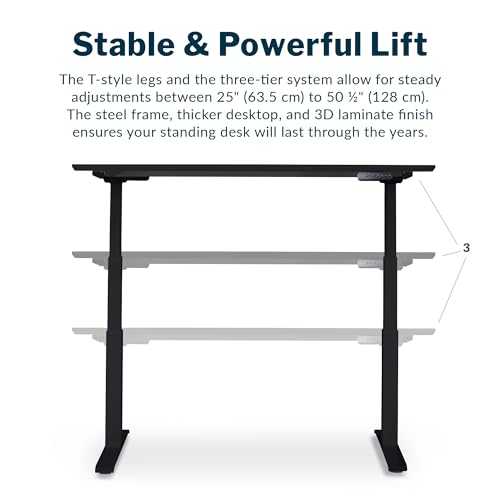 Vari Classic Electric Standing Desk – 60x30 – Black/Black - color: Black Top / Black Legs, size: 60 in x 30 in