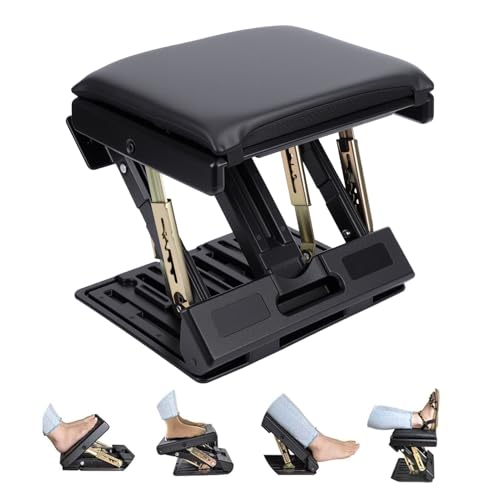 Car Foot Rest, Foldable Non-Slip Footstool with Removable Cushion, Portable Travel and Adjustable Under Desk Foot Rest for Office Chair, Ergonomic Support