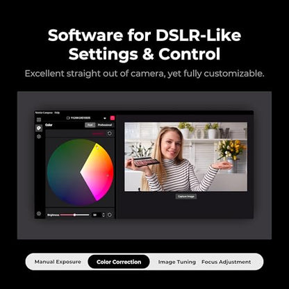 YoloLiv YoloCam S3, 4K Streaming Webcam | 1/1.3'' Sensor,DSLR-Like Control, Cinematic Effects,4X Zoom, HDR,Uncompressed Video,Optimized PD AutoFocus