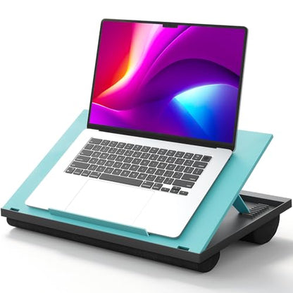 HUANUO Lap Desk with 8 Adjustable Angles – Up to 15.6" Laptop, Turquoise - color: Turquoise