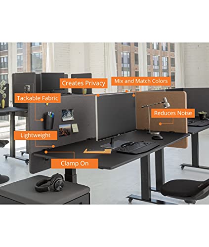 Stand Up Desk Store ReFocus Clamp-on Acoustic Desk Divider Privacy Panel that Reduces Noise and Visual Distractions (Ash Gray, 23.6" x 23.6") - color: Ash Gray, size: 24" X 24"