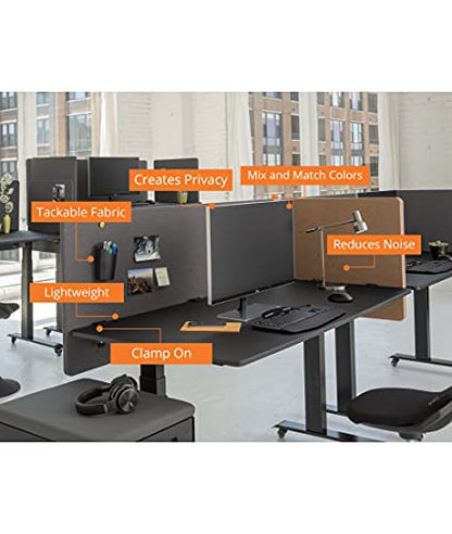 Stand Up Desk Store ReFocus Clamp-on Acoustic Desk Divider Privacy Panel that Reduces Noise and Visual Distractions (Ash Gray, 23.6" x 23.6") - color: Ash Gray, size: 24" X 24"