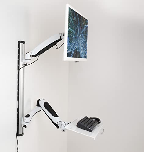 VIVO Sit-Stand Wall Mount Counterbalance Height Adjustable Monitor and Keyboard Workstation for Screens up to 27 inches, White STAND-SIT1KW - color: White