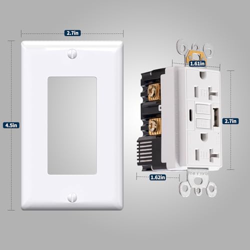 20 Amp GFCI Outlet with USB-A & C Ports, White, 1-Pack