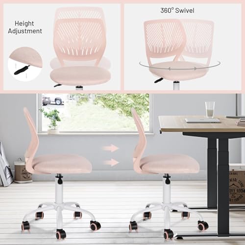 Homy Casa Ergonomic Adjustable Chair with Swivel Base and Cushioned Backrest for Kitchen Counter Dining Island and Home Lounge (Soft Pink) - color: Soft Pink