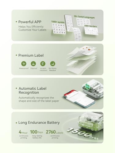 NIIMBOT B1 Label Maker Machine with 3 Tapes, 2Inch Thermal Label Printer - color: Green, style: 1 Printer+3 Roll Labels