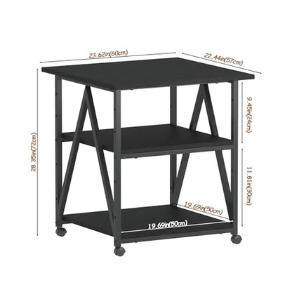Arbuxzuy 3-Tier Printer Stand, Large Printer Table with Storage, Industrial Printer Storage Cart with Wheels, Rolling Printer Stand for Heat Press Scanner Fax, Black - color: Black
