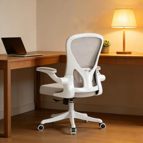 Ergonomic Office Desk Chair High Back Mesh Computer Chair | 360° Swivel Adjustable Lumbar Support & Flip-Up Armrests capacity 300 lbs capacity - color: 01khaki