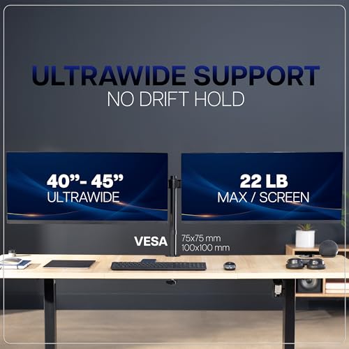 VIVO Premium Dual Ultra Wide LCD LED 27 to 38 inch Monitor Desk Mount, Heavy Duty, Adjustable Telescoping Arms, Flush Wall Setup, Fits 2 Screens, Black, STAND-TS38C - color: Black, size: 27" to 38"