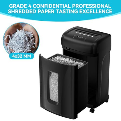 Large Commercial Heavy Duty 22-Sheet High Security Cross-Cut Paper Shredder with 9.24 Gallon Pullout Waste Bin, Quiet Office Shredding for Documents, Staples, Credit Cards