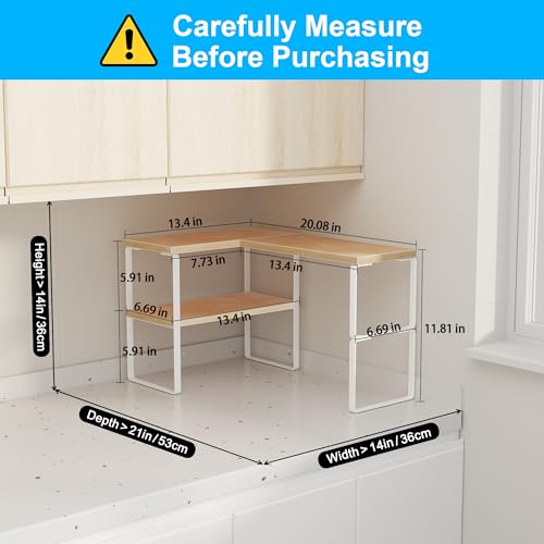 Golener Kitchen Counter Organizer, Countertop Shelf, Adjustable, Stackable - color: Natural Beige, size: Medium