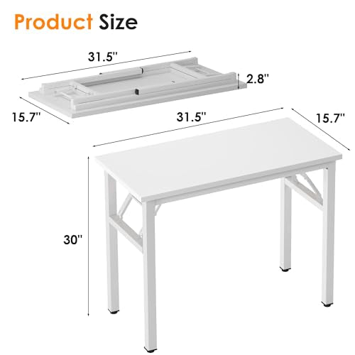 Need Small Folding Computer Desk, 31.5 Inch Writing Table, White - color: White, size: 31.5 inches