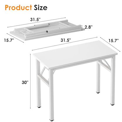 Need Small Folding Computer Desk, 31.5 Inch Writing Table, White - color: White, size: 31.5 inches