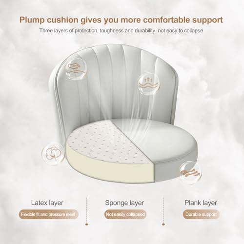 Small Round Rolling Desk Chair Armless Comfy Vanity Computer Chair with Low Backrest PU Leather Height Adjustable Swivel Work Spa Chair - color: White, style: Set of 4 with backrest