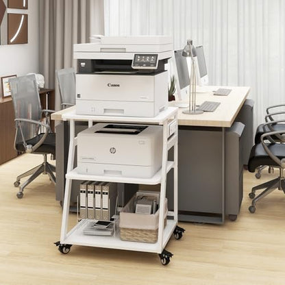 Natwind 3 Tier Large Printer Stand, 24"x20", with Charging Station,White - color: White, size: 23.6''x19.7''