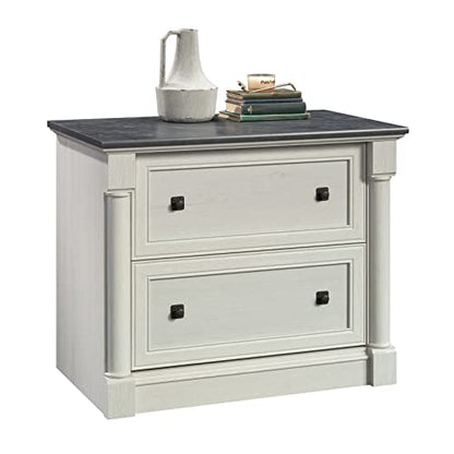 Sauder Palladia 2 Drawer File Cabinet, Lateral Filing Cabinets for Home Office, Hanging File Folders Organizer, Interlocking Drawers, in Glacier Oak Finish - color: Glacier Oak