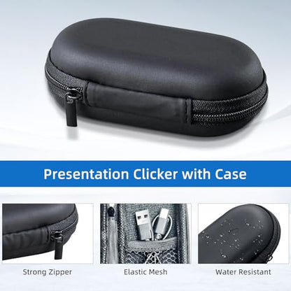 Presentation Clicker with Storage Case, Rechargeable 2-in-1 USB-A & USB-C | Protective Storage Case, 2-in-1 USB-A & USB-C Receiver, Plug & Play, 50FT Range, PowerPoint, Keynote, Mac & Windows - style: Red Light+Case