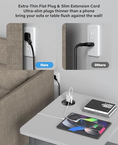 3 inch Desktop Power Grommet with PD 20W USB C,Furniture Recessed Power Strip,2 Outlets,4 USB Ports,40W Total,Flush-Mount for Desktop, Workspace Essential Desk Outlet (Black, 6 FT Cable) - color: Black