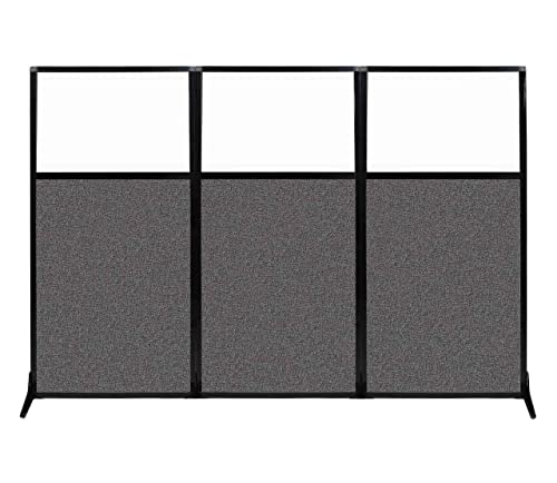 Versare Workstation Partition | Portable Wall Divider | Modern Office Cubicle | Free Standing Privacy Screen | Flexible Work Space | 99" x 70" W/Window, Charcoal Gray Fabric Panels - color: Charcoal Gray, size: 99" Wide x 70" Tall W/ Window