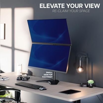 VIVO Dual Monitor Desk Stand Free-Standing LCD Mount, Holds in Stacked Vertical Position 2 Ultrawide Screens up to 34 inches, Black, STAND-V002L - color: Black
