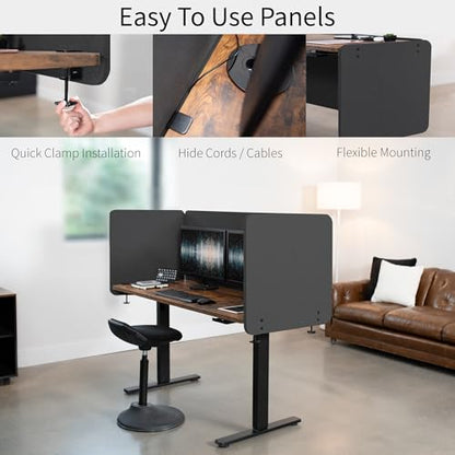 VIVO Dark Gray Clamp-on 108 x 24 inch Privacy Panel, PP-3-V108D | 60 x 24 inch (x1), 24 x 24 inch (x2), Sound Absorbing Cubicle Desk Divider, 3 Acoustic Partitions - color: Dark Gray, size: 108"