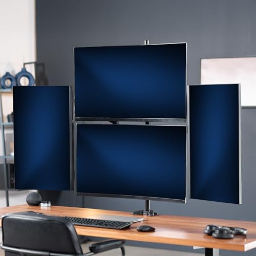 VIVO Quad Pneumatic Monitor Mount for 4 Screens up to 32 inches, Fully Adjustable, Heavy Duty Desk Stand with C-Clamp, Black, STAND-V400G - color: Black, size: Quad Mount