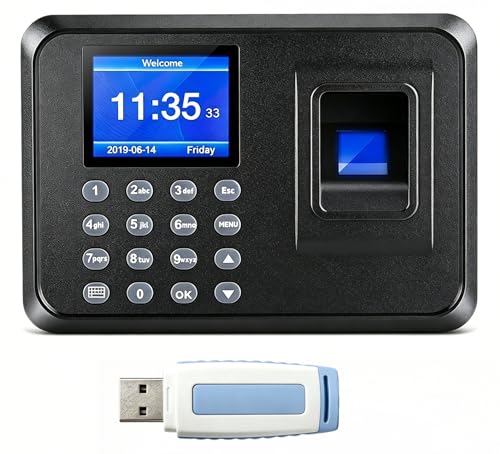 Time Clocks for Employees Small Business, Biometric Fingerprint Time Clock with Attendance Machine, and PIN Clock in and Out Machine, Office Punch Clock for Small Business Management, No Monthly Fees