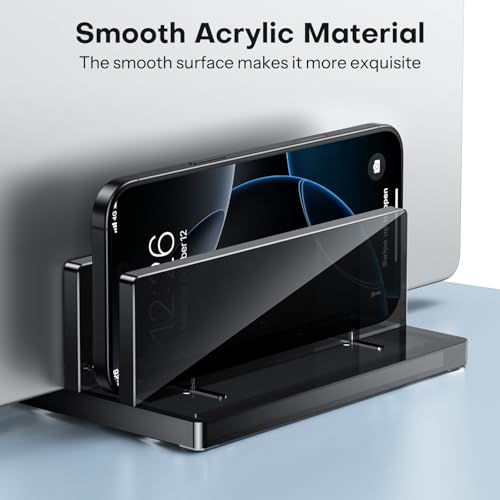OMOTON Vertical Laptop Stand, Black Acrylic Dual Holder for MacBook Gaming - size: Dual-Black