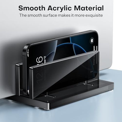 OMOTON Vertical Laptop Stand, Black Acrylic Dual Holder for MacBook Gaming - size: Dual-Black