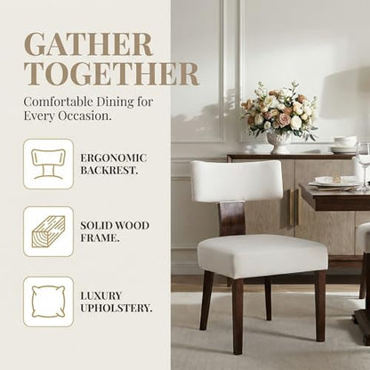 Mid Century Modern Dining Chairs, Farmhouse Velvet Upholstered Accent Chair Curved Backrest Kitchen Chairs Set of 2, with Hardwood Frame, Cream, Velvet-beige - color: Cream Curved
