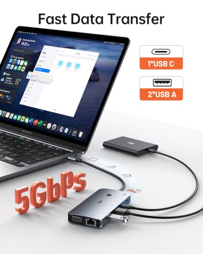 Selore USB C Docking Station Dual Monitor,Laptop Docking Station 3 Monitors - color: Dark Gray