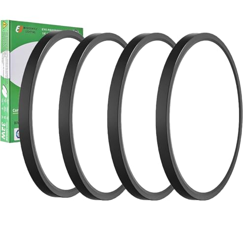 15.8Inch 4PK Black LED Flush Mount Ceiling Light,32W,3480LM,3CCT Selectable | 3000K/4000K/6000K CCT Selectable, Black Close to Ceiling Round Flat Panel Light, Super Slim LED Ceiling Light for Bedroom - color: Black