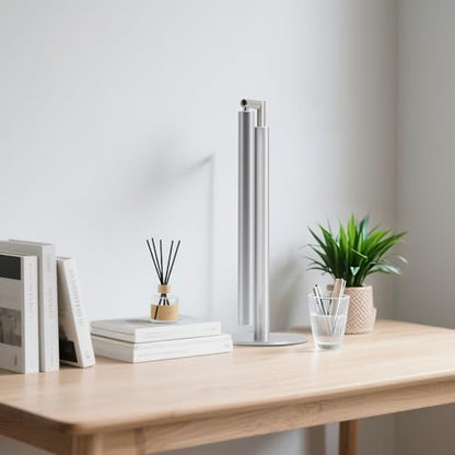 Silver LED Desk Lamp, 16" Dimmable Metal Desk Light with Base, 15W 1200LM, Adapter Included, Color & Brightness Adjustable, Modern Tall Table Lamp for Home Office Reading Study Task Laptop - color: Silver