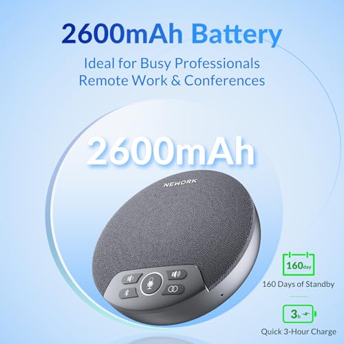Speakerphone, Conference Speaker with 4 Mics, 360° Enhanced Voice Pickup - color: Supports 2-Unit Daisy-Chaining